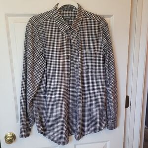 Eddie Bauer Men's Black and White Plaid Shirt